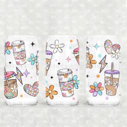 Retro Iced Coffee UV DTF Glass Can Wrap