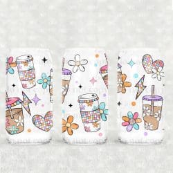 Retro Iced Coffee UV DTF Glass Can Wrap