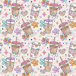 Retro Iced Coffee seamless (vinyl)