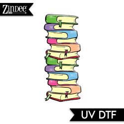 Stacked Books Bookmark UV DTF Decal (matches acrylic blank)