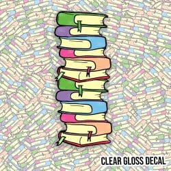 Stacked Books Bookmark Kiss Cut Sticker (CLEAR GLOSS)