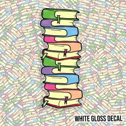 Stacked Books Bookmark Kiss Cut Sticker (WHITE GLOSS)