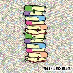 Stacked Books Bookmark Kiss Cut Sticker (WHITE GLOSS)