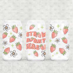 Strawberry Season UV DTF Glass Can Wrap
