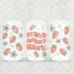 Strawberry Season UV DTF Glass Can Wrap