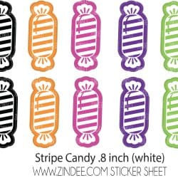 Stripe Candy (sticker sheet) .8" WHITE Gloss