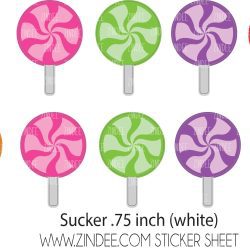 Sucker (sticker sheet) .75" WHITE Gloss