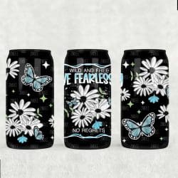 Wild and Free White UV DTF Glass Can Wrap