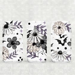 Bats Floral Purple UV DTF Glass Can Wrap
