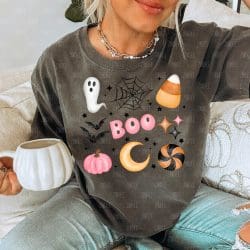 Boo Pink Grid DTF Transfer