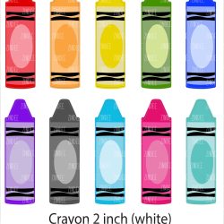 Crayon (sticker sheet) 2" WHITE Gloss