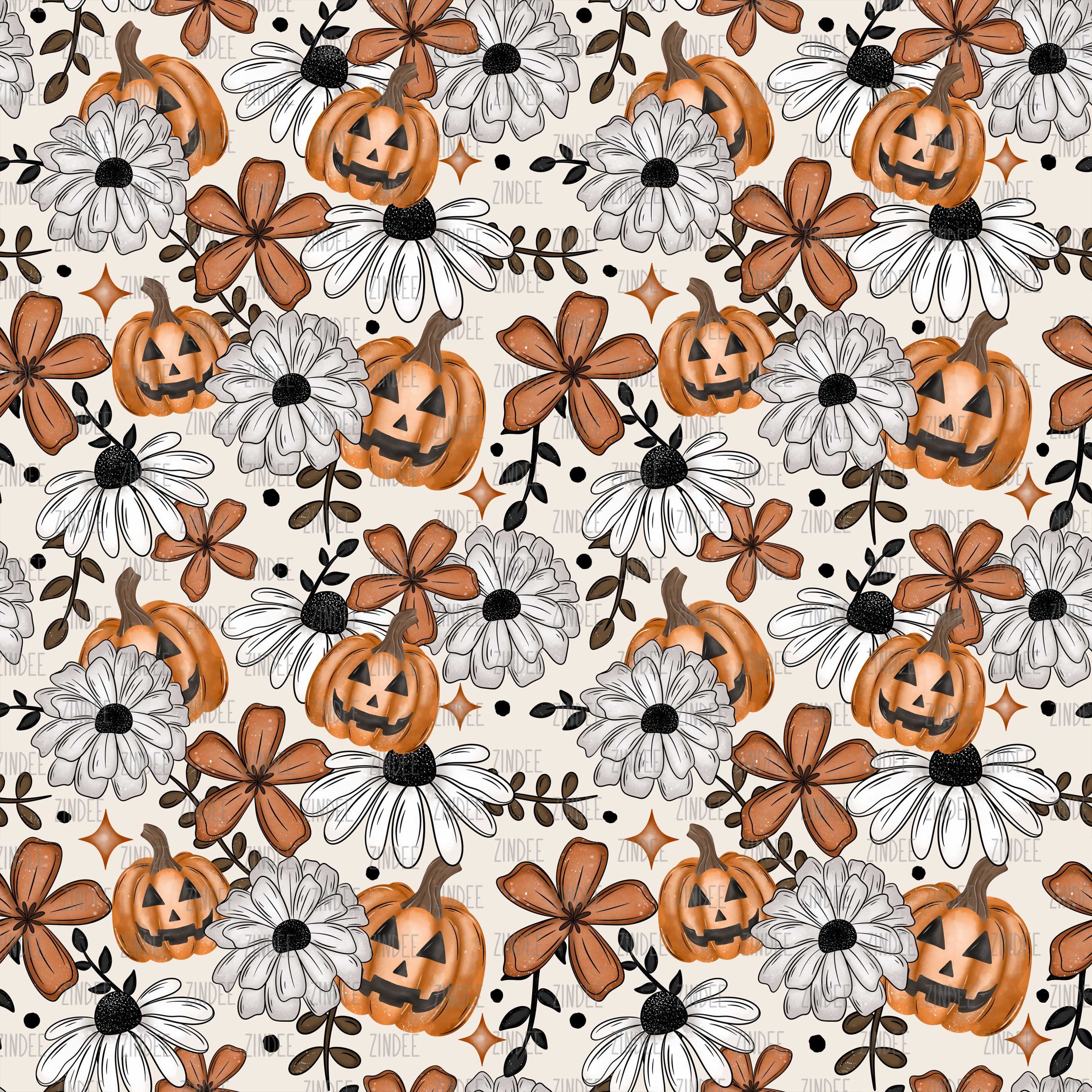 Floral Pumpkin seamless (vinyl)