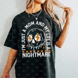 Just A Mom Orange Black DTF Transfer