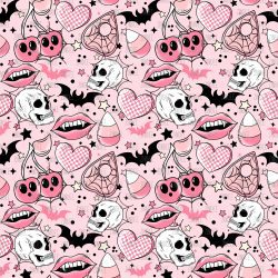 Pink Spooky Doodles seamless (vinyl)