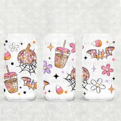Retro Halloween UV DTF Glass Can Wrap
