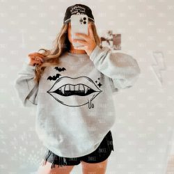 Vampire Lips Black DTF Transfer