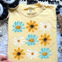 Wildflower Grid Blue DTF Transfer