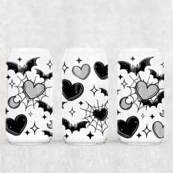 Bats Hearts UV DTF Glass Can Wrap