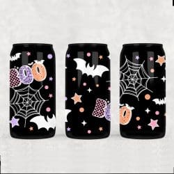 Boo Web White UV DTF Glass Can Wrap