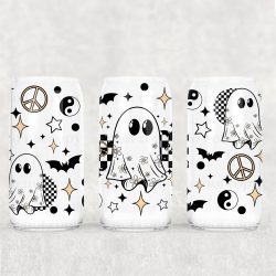 Daisy Checker Ghost UV DTF Glass Can Wrap