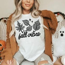 Fall Vibes Checker Leaves DTF Transfer