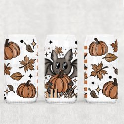 Fall Vibes Bat UV DTF Glass Can Wrap