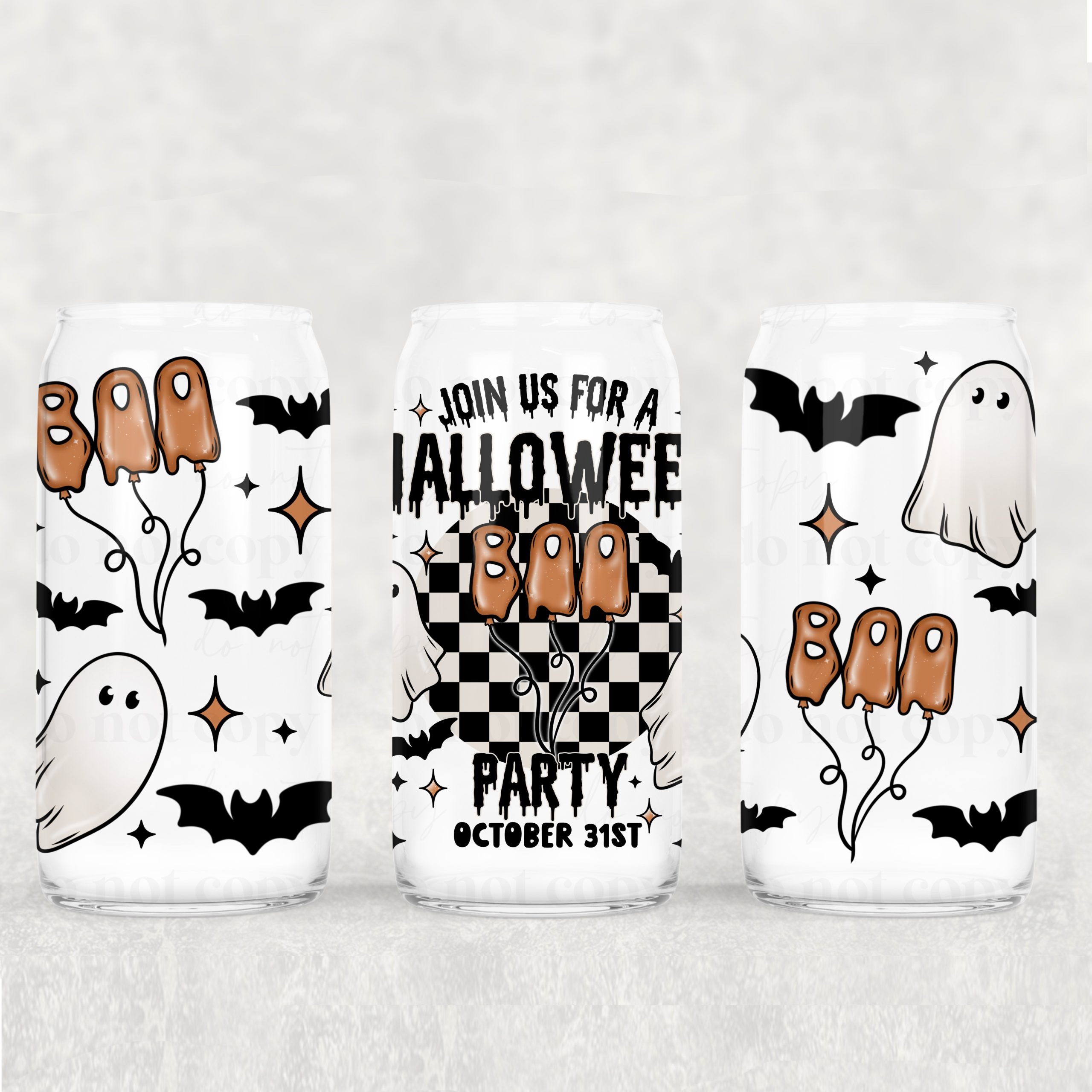 Halloween Party UV DTF Glass Can Wrap