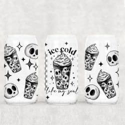 Ice Cold Skulls UV DTF Glass Can Wrap