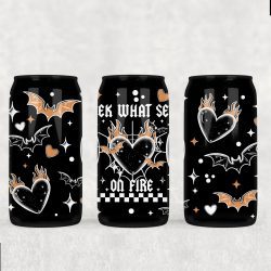 Soul On Fire White UV DTF Glass Can Wrap