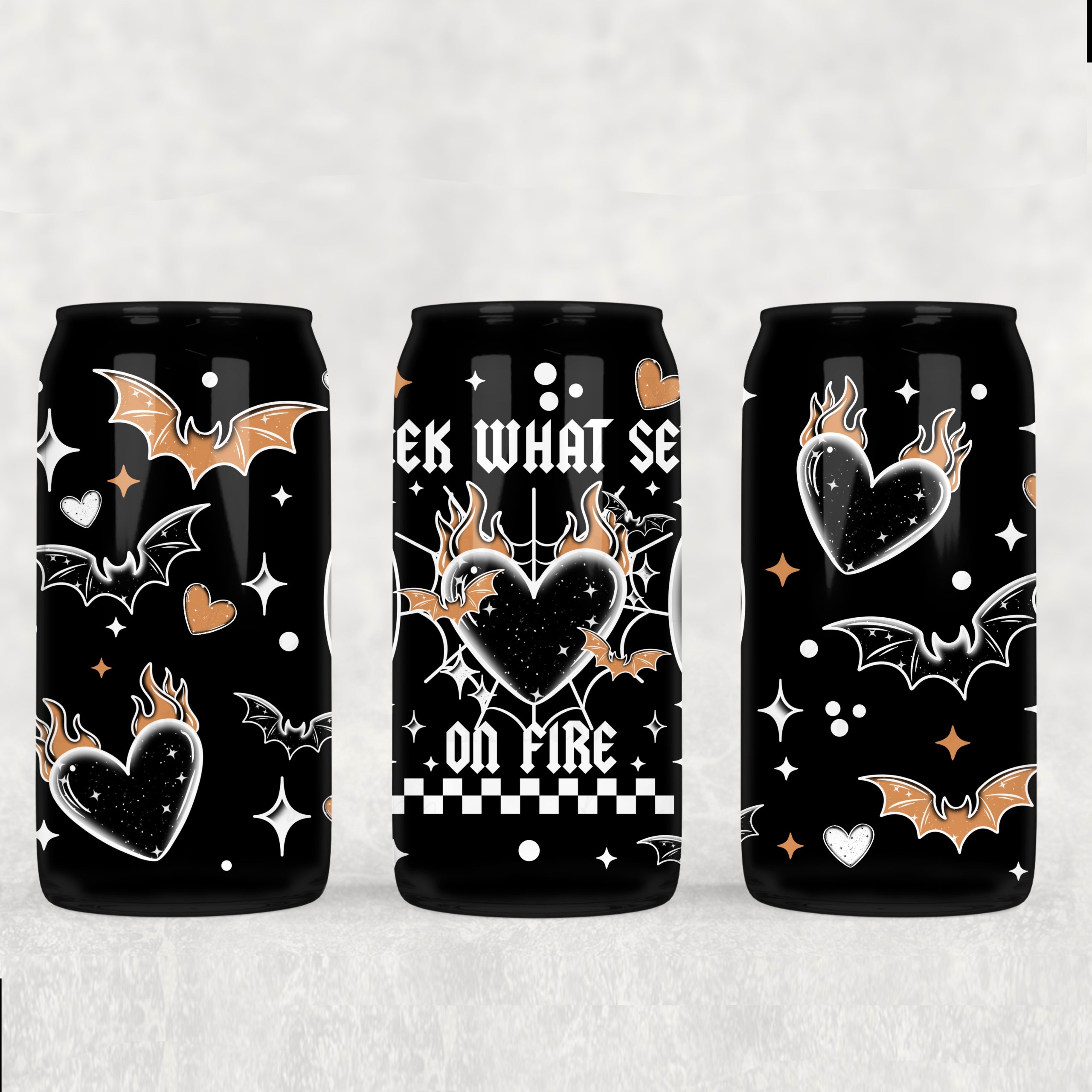 Soul On Fire White UV DTF Glass Can Wrap