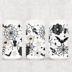 Spider Florals UV DTF Glass Can Wrap
