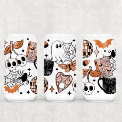 Spooky Doodles UV DTF Glass Can Wrap