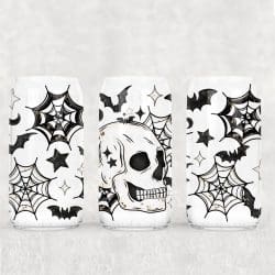 Web Skull UV DTF Glass Can Wrap