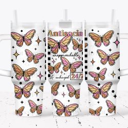 Antisocial Butterfly UV DTF Tumbler Wrap 40oz