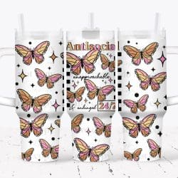 Antisocial Butterfly UV DTF Tumbler Wrap 40oz