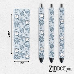Blue Snowflake Snowman VINYL Pen Wrap