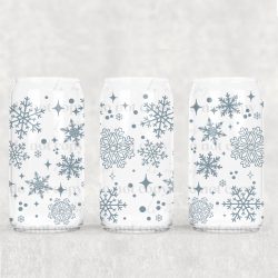Blue Snowflakes UV DTF Can Wrap