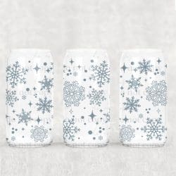 Blue Snowflakes UV DTF Can Wrap