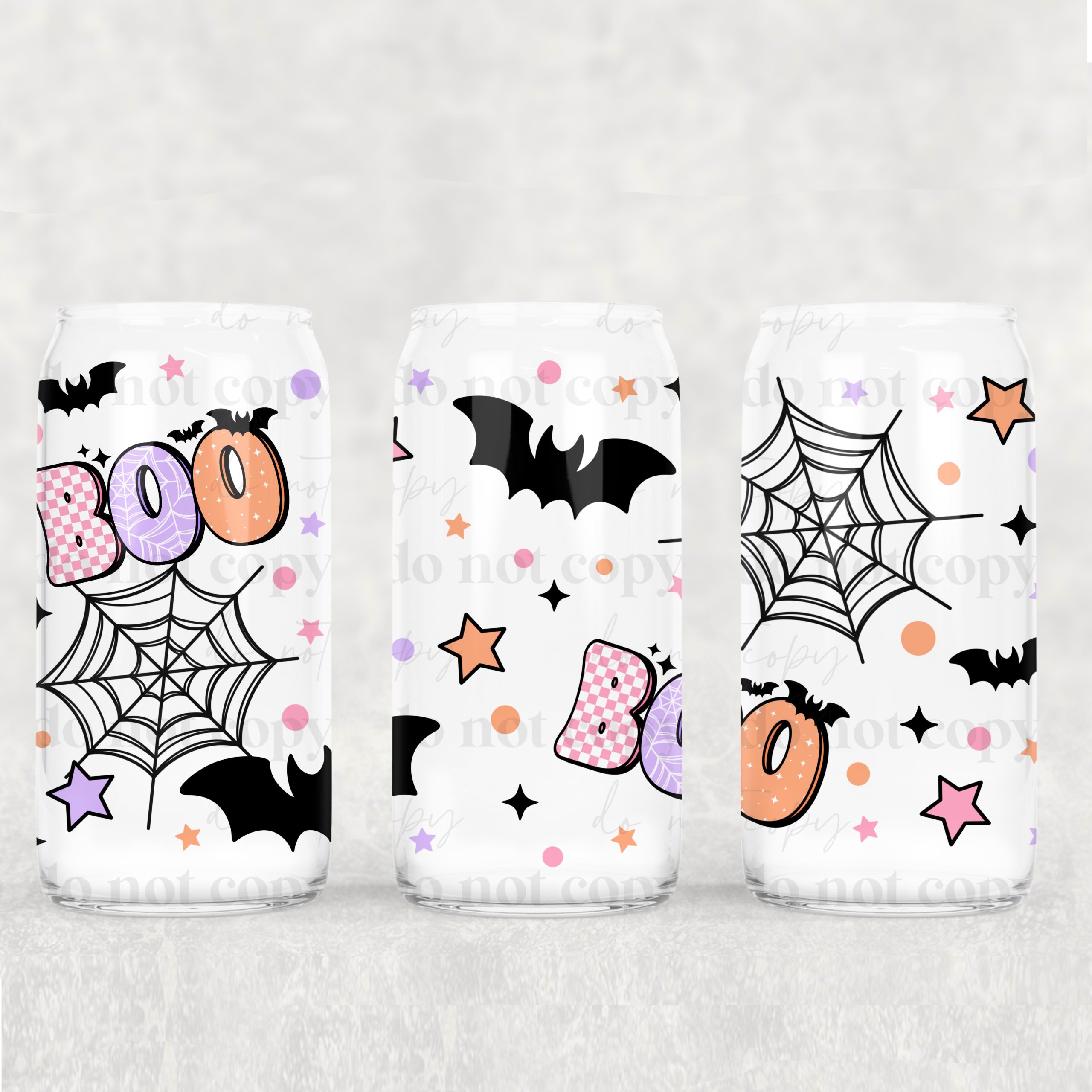 Boo Web UV DTF Glass Can Wrap