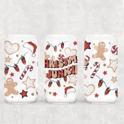 Christmas Junkie Peppermints UV DTF Can Wrap