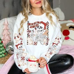 Christmas Junkie Skeleton DTF Transfer (w/optional sleeve design)