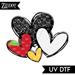 Cute Doodle Hearts UV DTF Decal (matches acrylic blank)