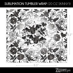 Alternative view of Floral Bat (Sublimation Wrap) 20 oz Skinny