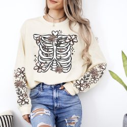 Floral Rib Cage DTF Transfer (w/optional sleeve design)