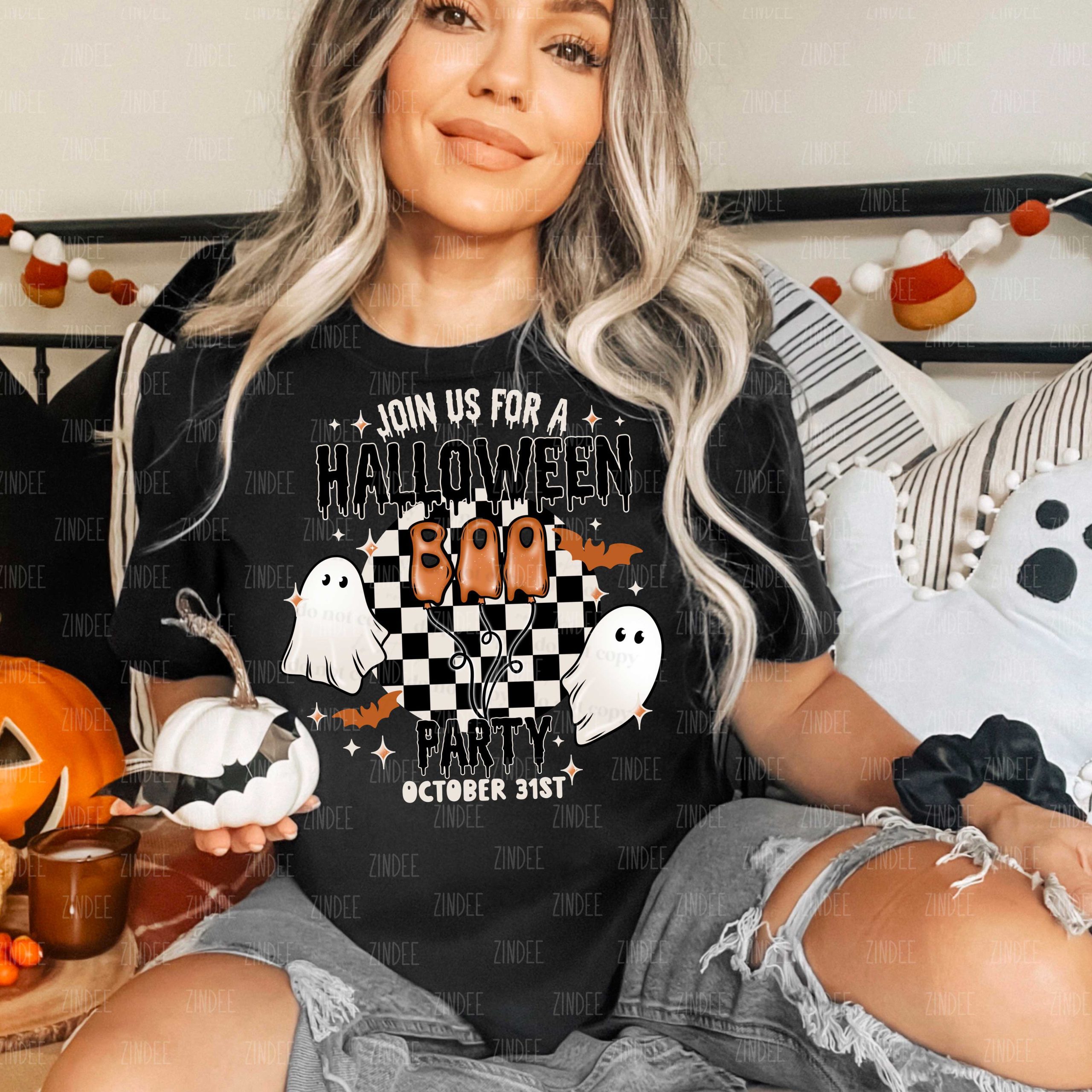 Halloween Party White Words DTF Transfer