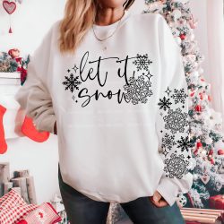 Let It Snow Black DTF Transfer (w/optional sleeve design)