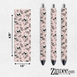 Pink Floral Skellie VINYL Pen Wrap