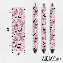 Pink Spooky Doodles VINYL Pen Wrap