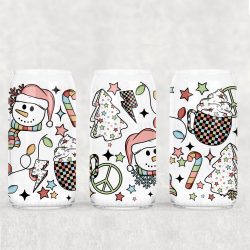 Retro Snowmen UV DTF Can Wrap