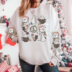 Retro Snowmen Grid DTF Transfer (w/optional sleeve design)